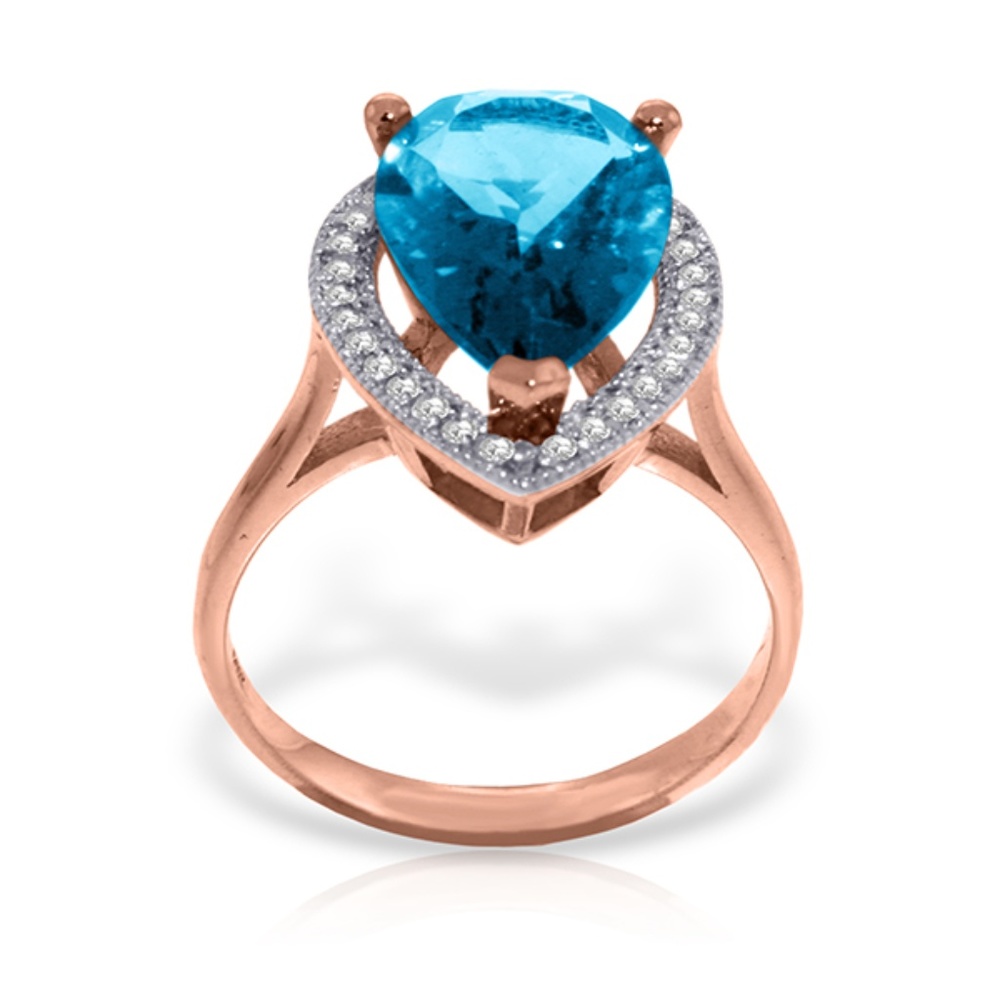 14K. GOLD RING WITH NATURAL DIAMONDS & BLUE TOPAZ - Picture 2 of 5